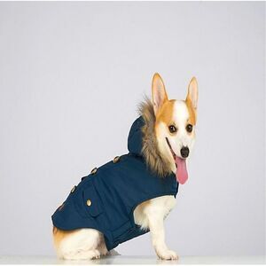 Bee & Willow™ Pet Parka with Hood Navy Blue - NWT Size Small